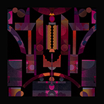 JJF-5, 8 x 8, 2018, ink on japanese fiber - relief print, chine collé, cotton fiber